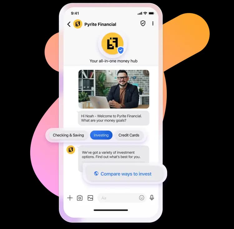 RCS message with suggested reply chips and a suggested action button