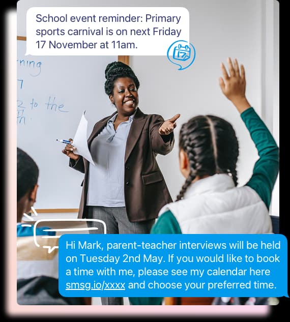 RCS appointment reminder message with confirm and reschedule options
