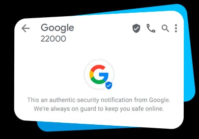Google Messages app showing a verified business message with rich card