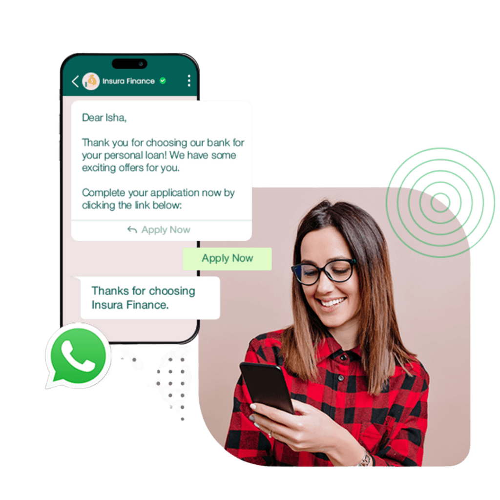 WhatsApp API Banking dashboard — EMI reminders, loan disbursements, OTP delivery, KYC collection, and fraud alerts