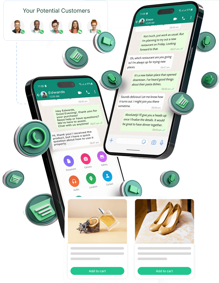WhatsApp chatbot automated conversation preview on a phone