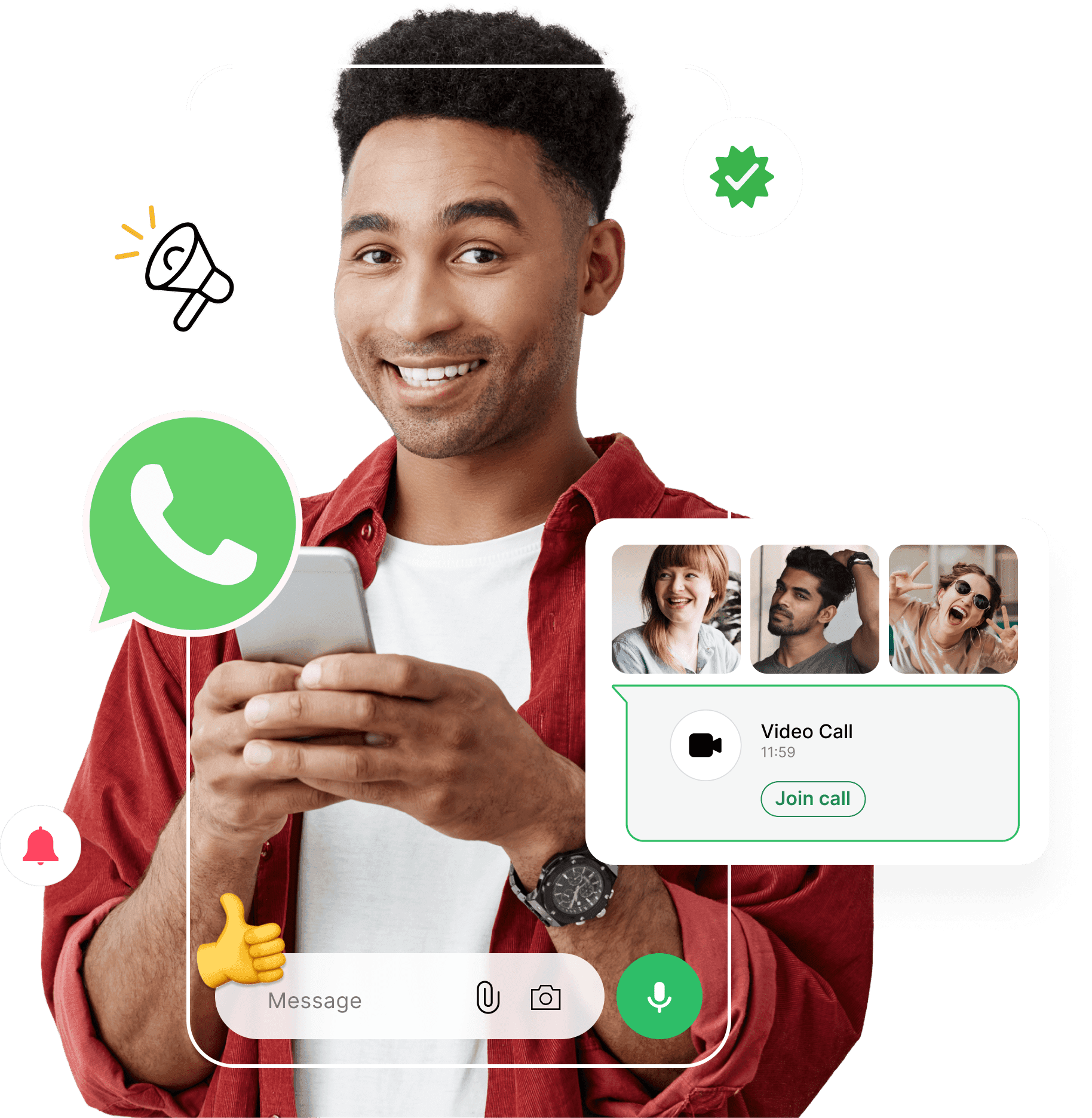 WhatsApp marketing campaign message shown on a phone
